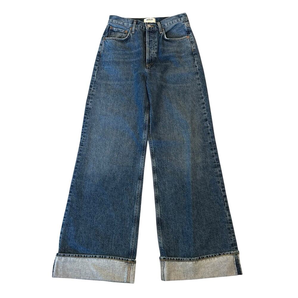 Agolde Dame High Rise Button Fly Wide Leg Jeans Control Size 25 Baggy Skater - Picture 3 of 16